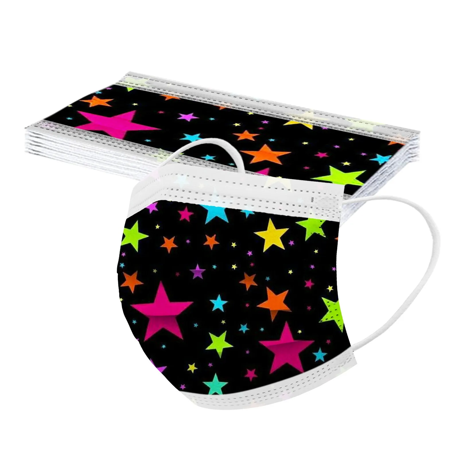 

Детские маски с героями мультфильмов, разноцветные 10 шт., детские одноразовые маски с принтом пятиконечной звезды без позиционирования, маски с принтом