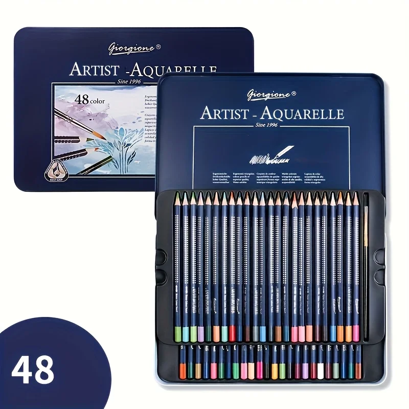 Premium Watercolor Pencils Set of 48, Quality Soft Core Leads, Water-Soluble Pencils, Perfect for Beginner & Advanced Artists