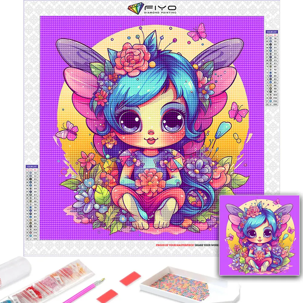 

Diy Diamond Painting New 2023 Flower Girl Full Square/Round Embroidery Mosaic Cartoon Portrait Cross Stitch Kits Home Decor