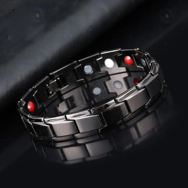 New Casual Style Men Magnetic Bracelet Simple Black Stainless Steel Bracelets For Arthritis Health Care Jewelry Gifts