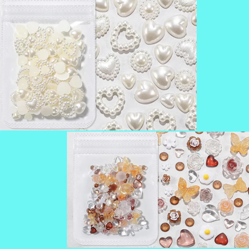 100 قطعة ثلاثية الأبعاد مسمار الفن الديكور Kawaii Bowknot مسمار السحر القلب اللؤلؤ زهرة القوس شقة الظهر الأحجار الكريمة أجزاء مسمار الفن مانيكير السحر #6