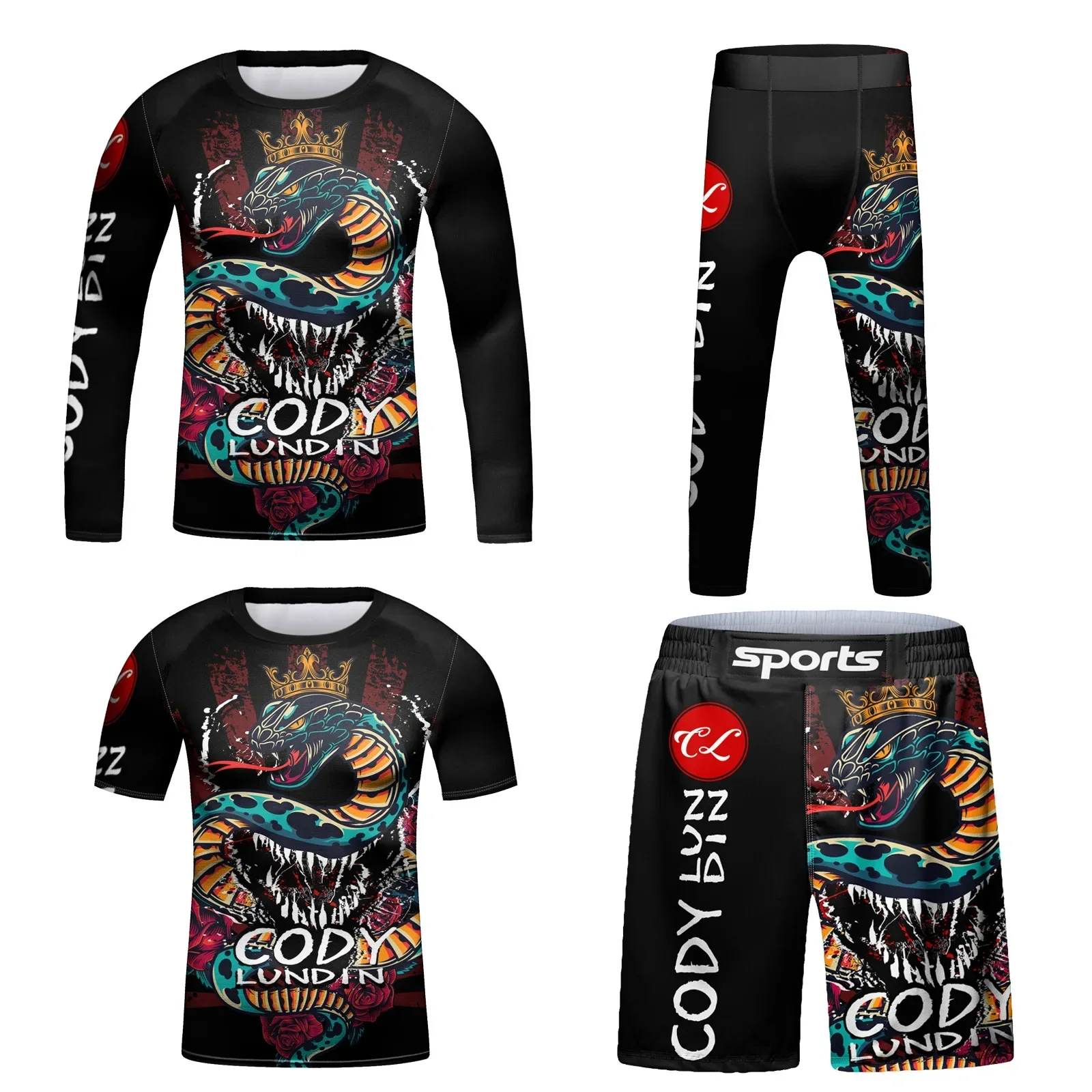Kids Jiu Jitsu MMA BJJ Rashguard 4pcs/set Gym Clothing Children Boys Muay Thai Tracksuit Boxing Training Running Suit Sportswear