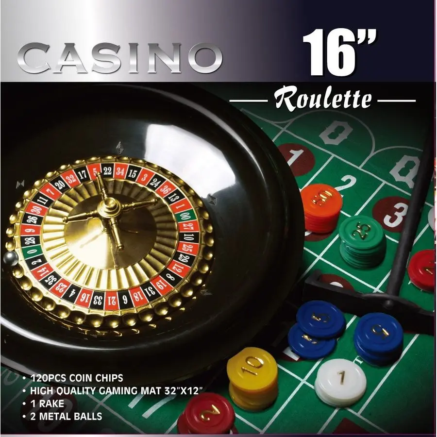 

16Inch Roulette Wheel Game Set with 120 chips, Felt Layout, and Rake