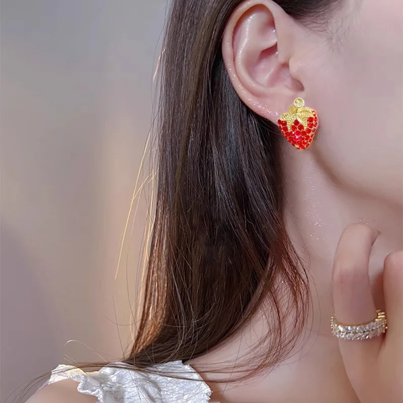 Lovely Design Sense Ear Nail Strawberry Graphic Earrings For Women Girls Fashion Jewelry Accessories Party Gifts image 4