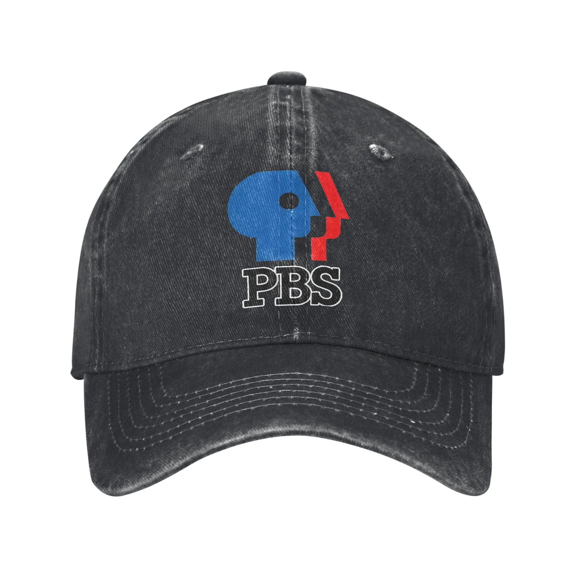 PBS Logo Public Broadcast Service Washed Baseball Cap  Trendy Sun Trucker Hat Summer Female Male Running Hippie Baseball Caps