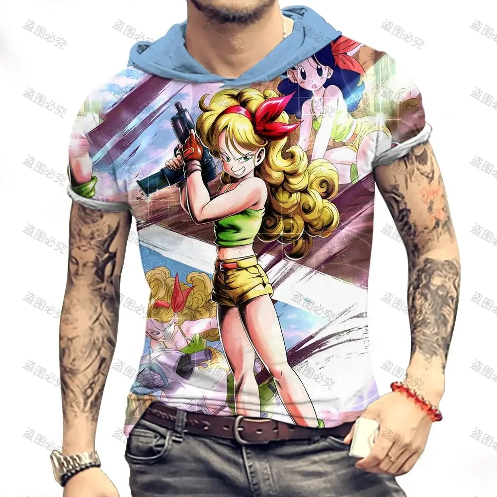 

Dragon Ball Z Short Sleeve Tops Men's Hooded T-Shirt Anime 2022 Essentials New Super Saiya Z High Quality Oversized 3XL Hip Hop