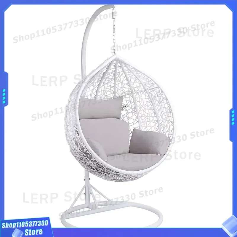 Outdoor Rattan Egg Chair with Canopy Wicker Glider Swing Seat for Garden Patio Hanging Hammock Bed Furniture Decor Wicker
