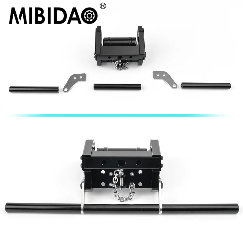 MIBIDAO 1 Set Alu Alloy Boom Bumper Gas Tank Tow Hook Set for 1:14 Tamiya RC Truck Upgrade Parts