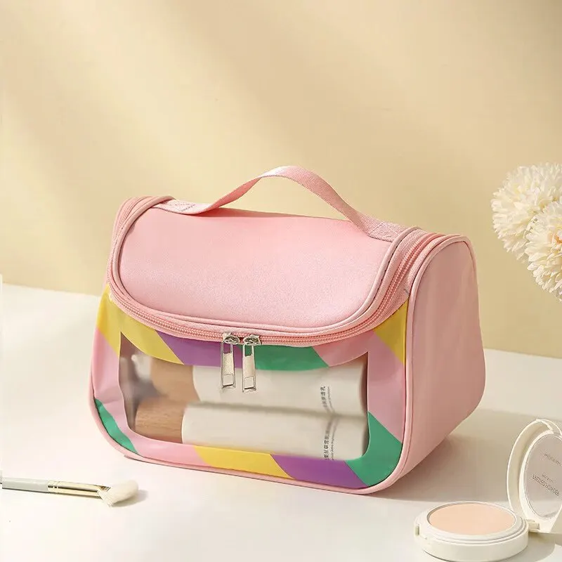 Makeup Storage Bag Multifunctional Travel Outdoor Makeup Bag PU Visible Colorful Waterproof Large Capacity Portable Bag