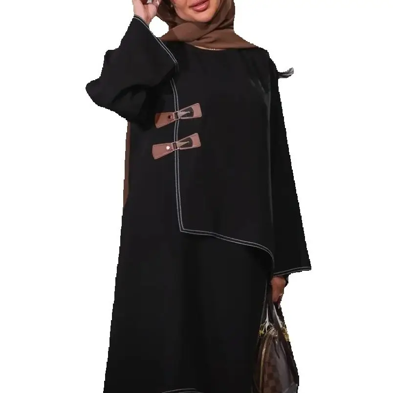 

Dubai Abaya Turkey Kaftan Women Muslim Long Dress Leather Buckle Kebaya Jalabiya Modest Arabic Robe Caftan Marocain Femme Kaftan