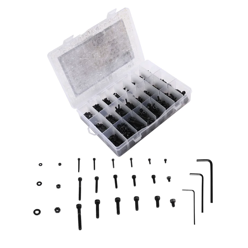 ABRE-1080-Piece M2 M3 Parafusos, porcas e arruelas de cabeça sextavada para montagem