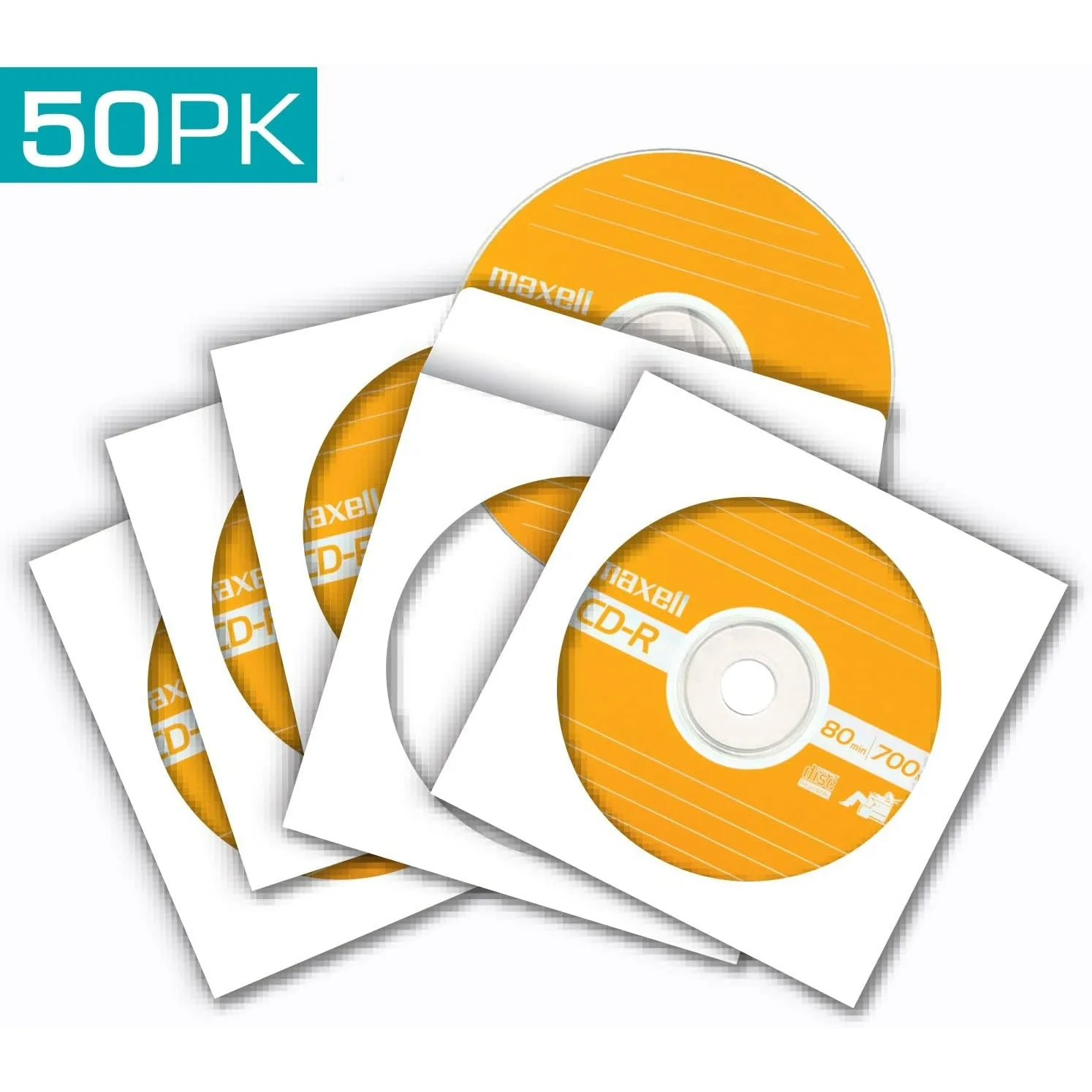 190135 Protective Thin Clear Plastic Easy Storage CD & DVD Sleeves White 50 Pack (Paper)