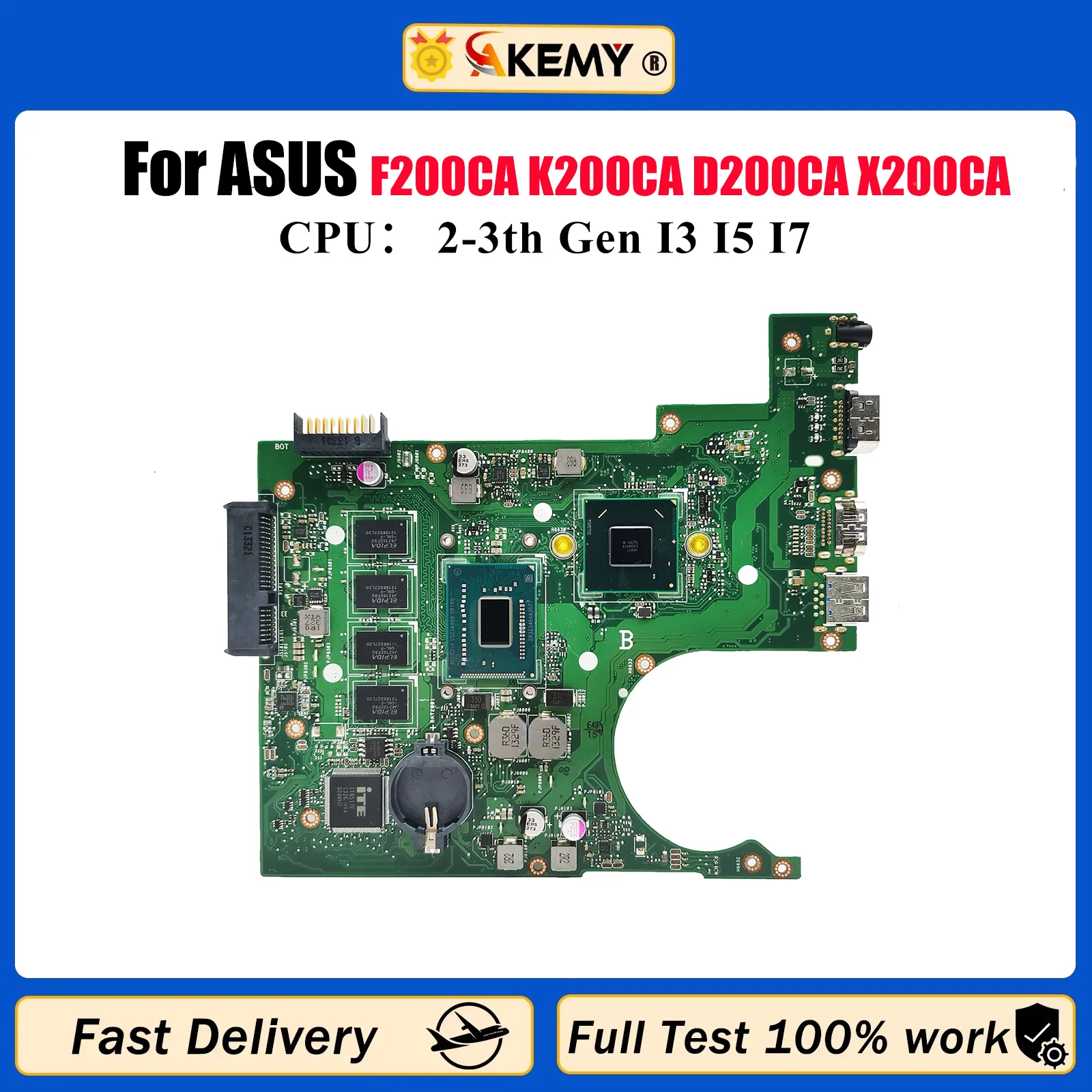 

Материнская плата для ноутбука X200CA для ASUS VivoBook X200C F200CA K200CA D200CA X200CA, материнская плата для ноутбука с процессором I3 I5 I7, 100% тестирование в порядке