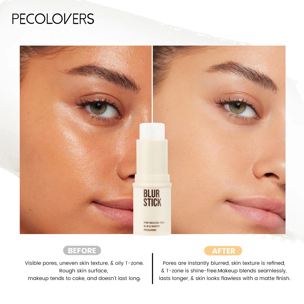 1pc finition impeccable pores invisibles apprêt pour le visage-fond de teint en bâton de finition mate longue durée et contrôle de l'huile, Texture lisse