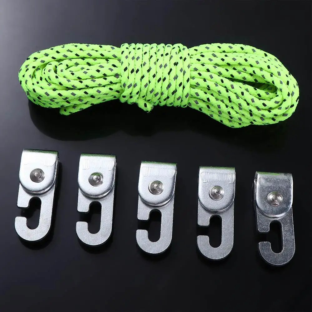 Fast Tighter No Knot Hook With 5M Rope Knot Easy Self-Locking Hooks Tighten Rope Kit Camping Tent Hook Automatic Lock Hook