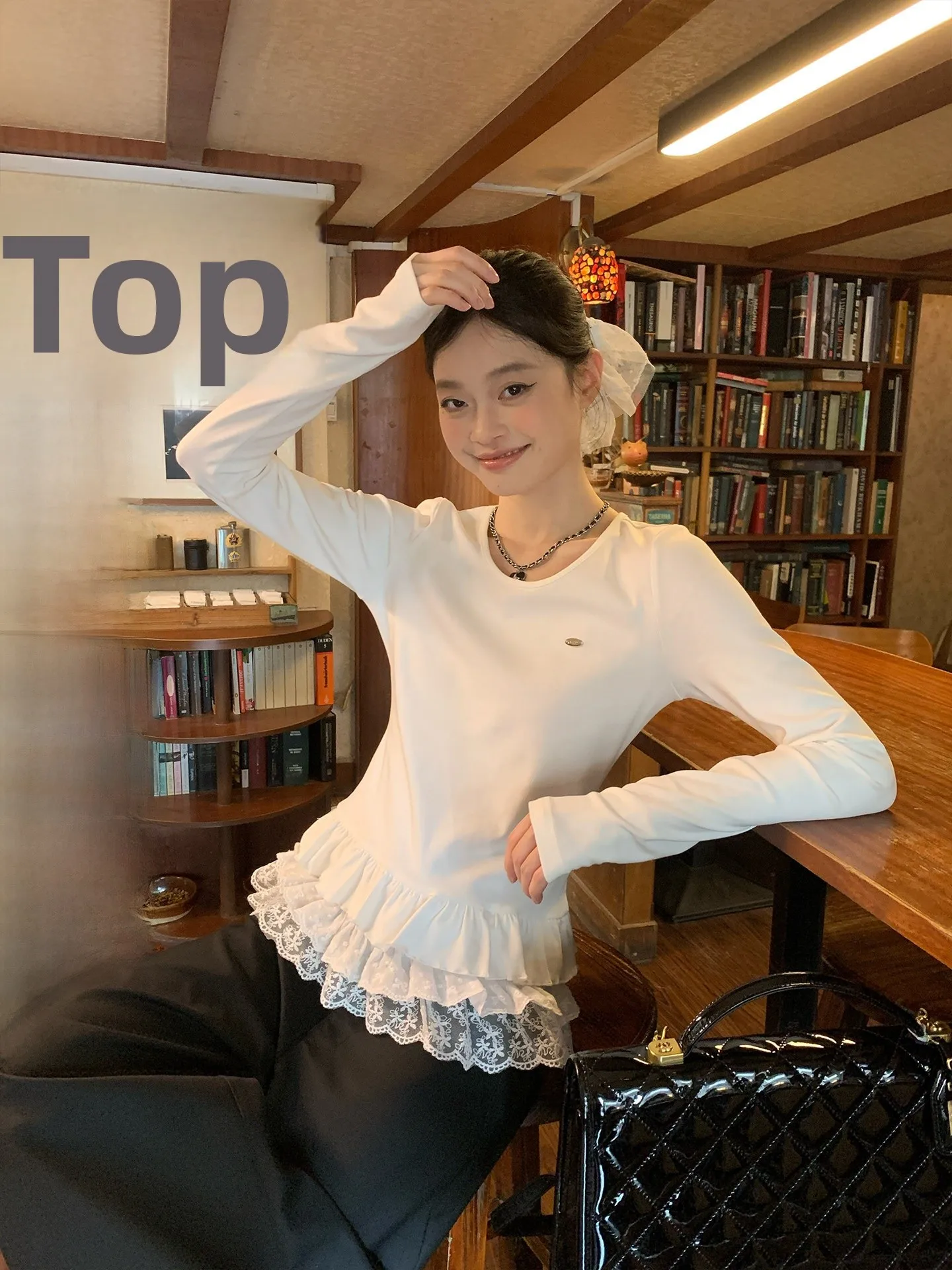 

Slim Fit Long Sve U-Ne Base irt Женская внутренняя одежда Футболка с кружевной отделкой Зимняя новая Sle S molto Zhezione БОЛ БОЛ БОЛ БОЛ БОЛ БОЛ БОЛ БОЛير работает работает