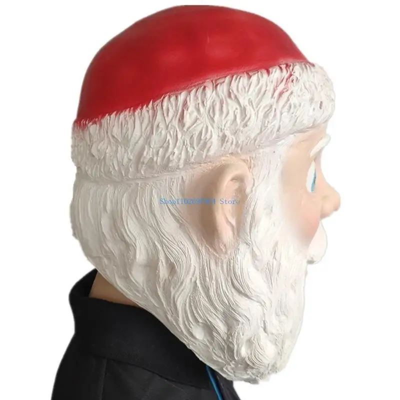 

N7YF 25x35cm Christmas Face Mask Realistic Santa Cosplay Mask Funny Xmas Decor