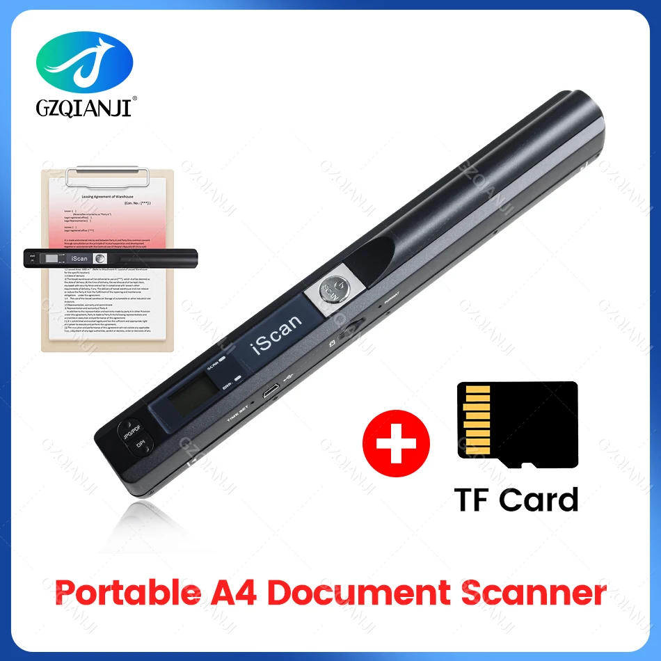 A4 Document Portable Scanner New Creative Handheld Mobile Portable iScan 900 DPI USB 2.0 LCD Display Support JPG / PDF Format