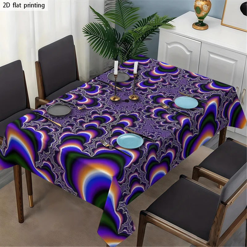 Vibrant Abstract Pattern Tablecloth for Dining Room Waterproof Spillproof Decorative Table Cover