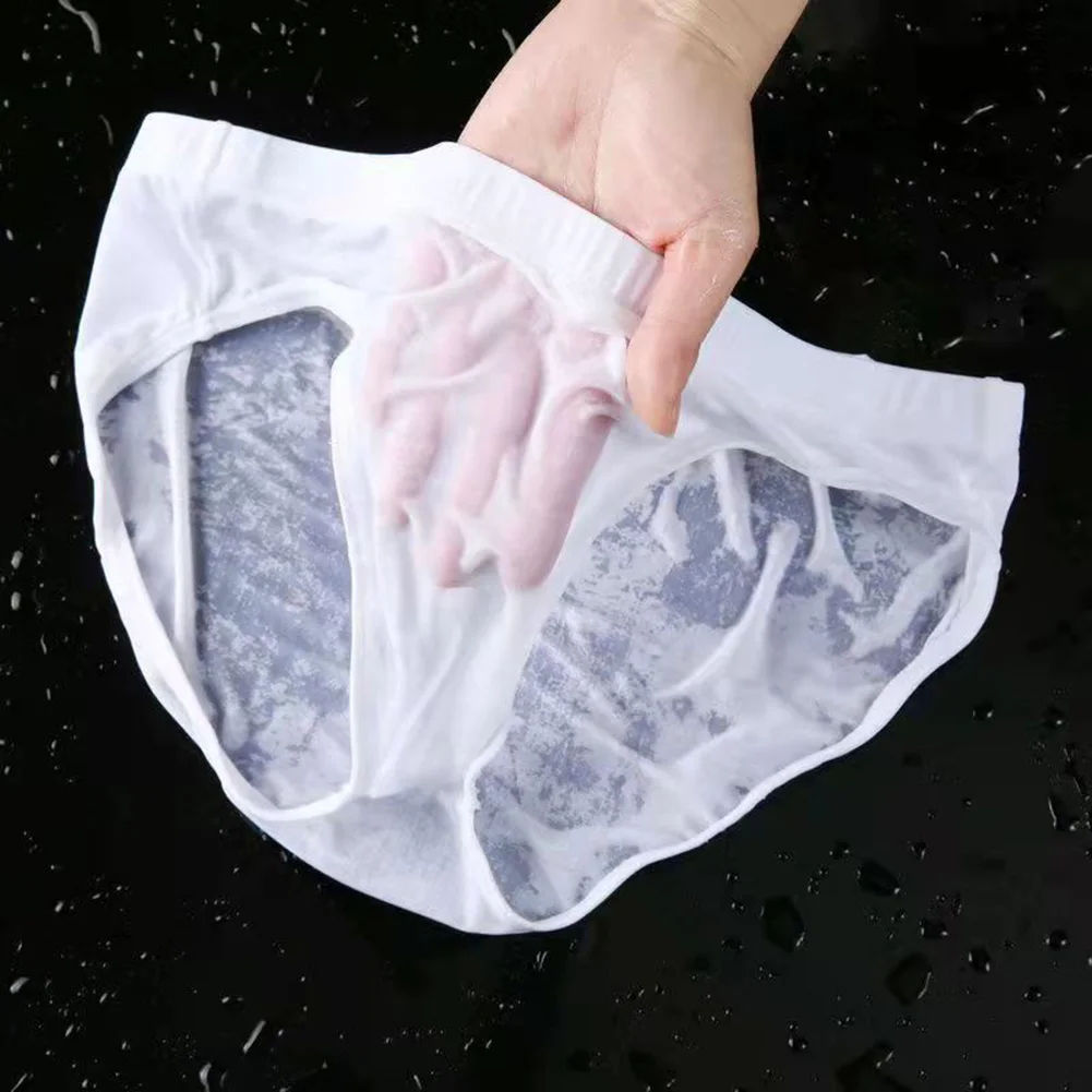 

Sexy Mens Ice Silk Briefs Erotic Underwear Quick Dry Panties Gay Sissy Pouch Lingerie Breathable Bikini Low Waist Underpants