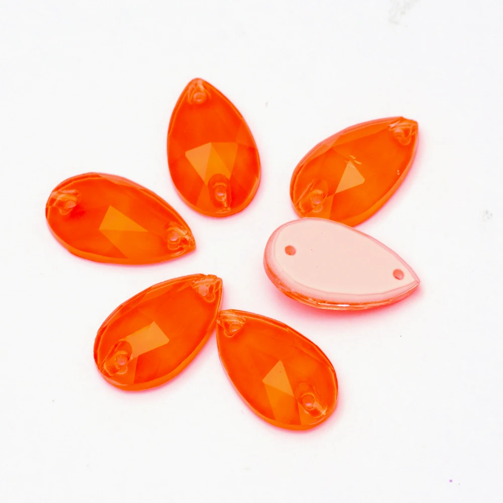 Pubrilex Elektrische Orange Aufnähbare Strasssteine, Flache Glas-Fluoreszenz-Kristalle zum Nähen für Kleidungsstücke und Accessoires – Detail 3