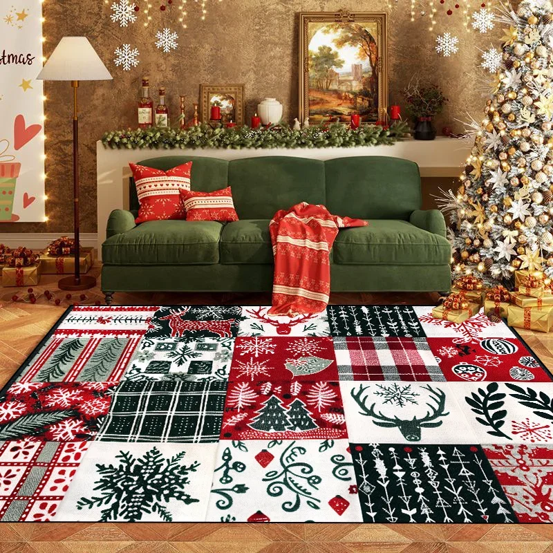 Christmas Party Poinsettia Carpet for Living Room Home Decor Sofa Table Large Area Rugs Hallway Balcony Mat Non-slip Doormat