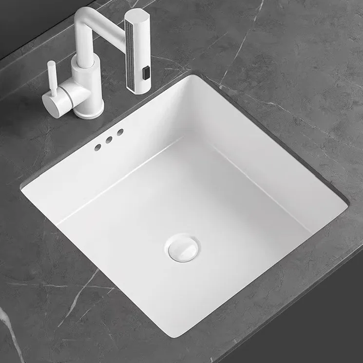 Square Round Flat Bottom Basin Built-in Ceramic Wash Bin Balcony Simple Nordic Style Washbasin for Household