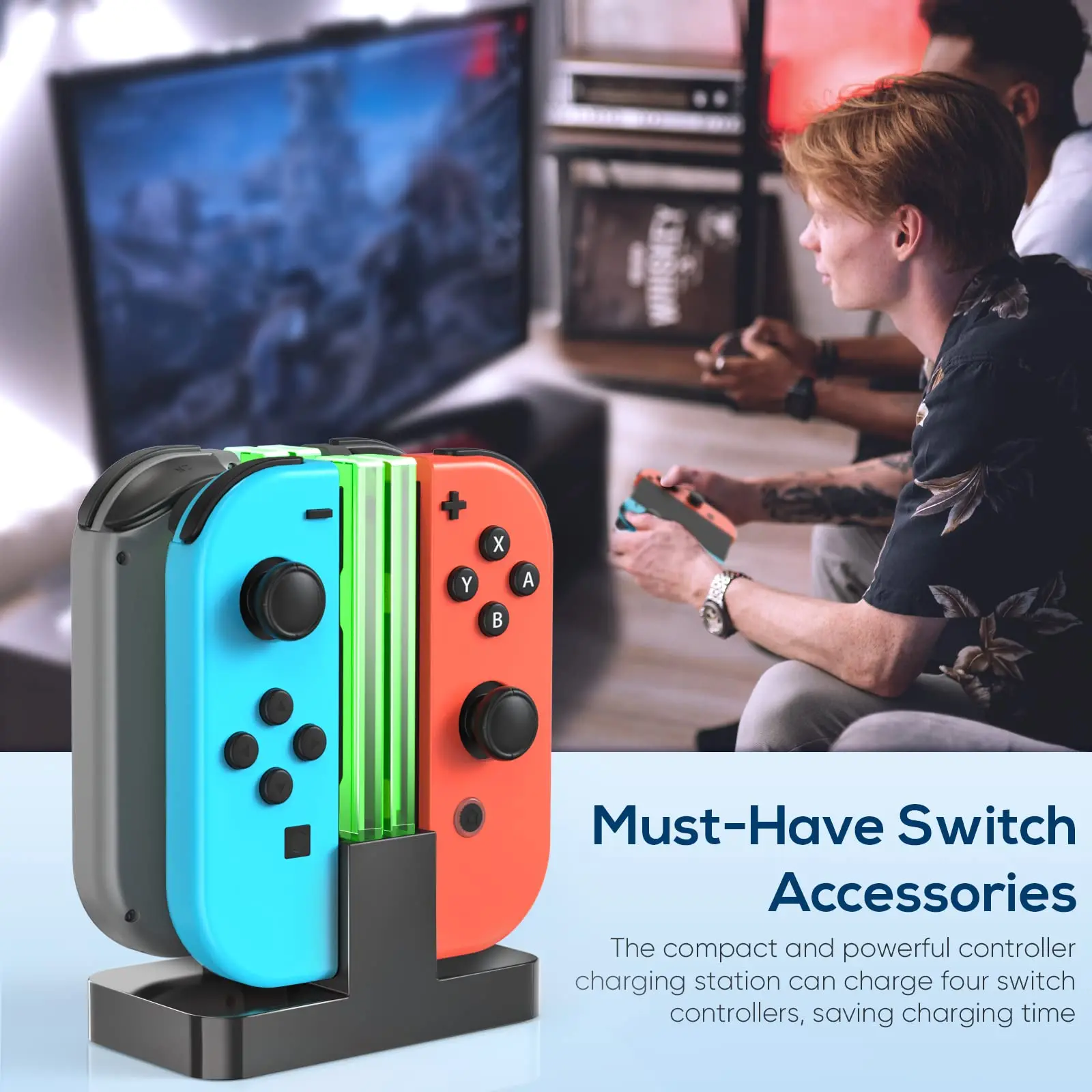 4 In 1 Ladestation Dock Station Für Nintendo Schalter LED Anzeige Für NS Joypad Controller für Schalter Zubehör