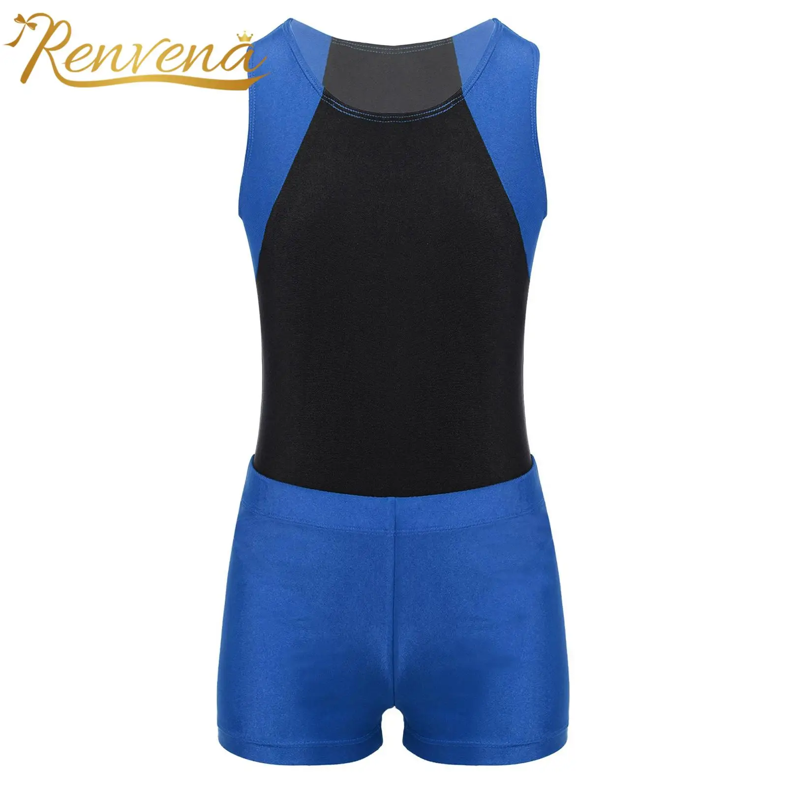 

Kids Boys Gymnastics Leotards with Shorts Ballet Dance Outfits Sleeveless Stretchy Bodysuit Sportswear Gym Training Sport Sets