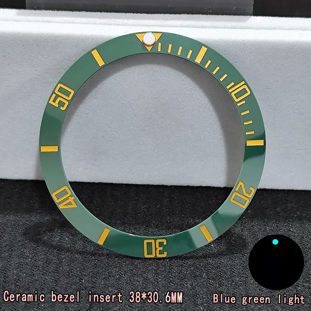 틸트 38mm * 30.6MM 시계 베젤 Lnsert 세라믹 인서 멀티 컬러 40MM 남성용 교체 블루 그린 빛나는 진주 Beautif