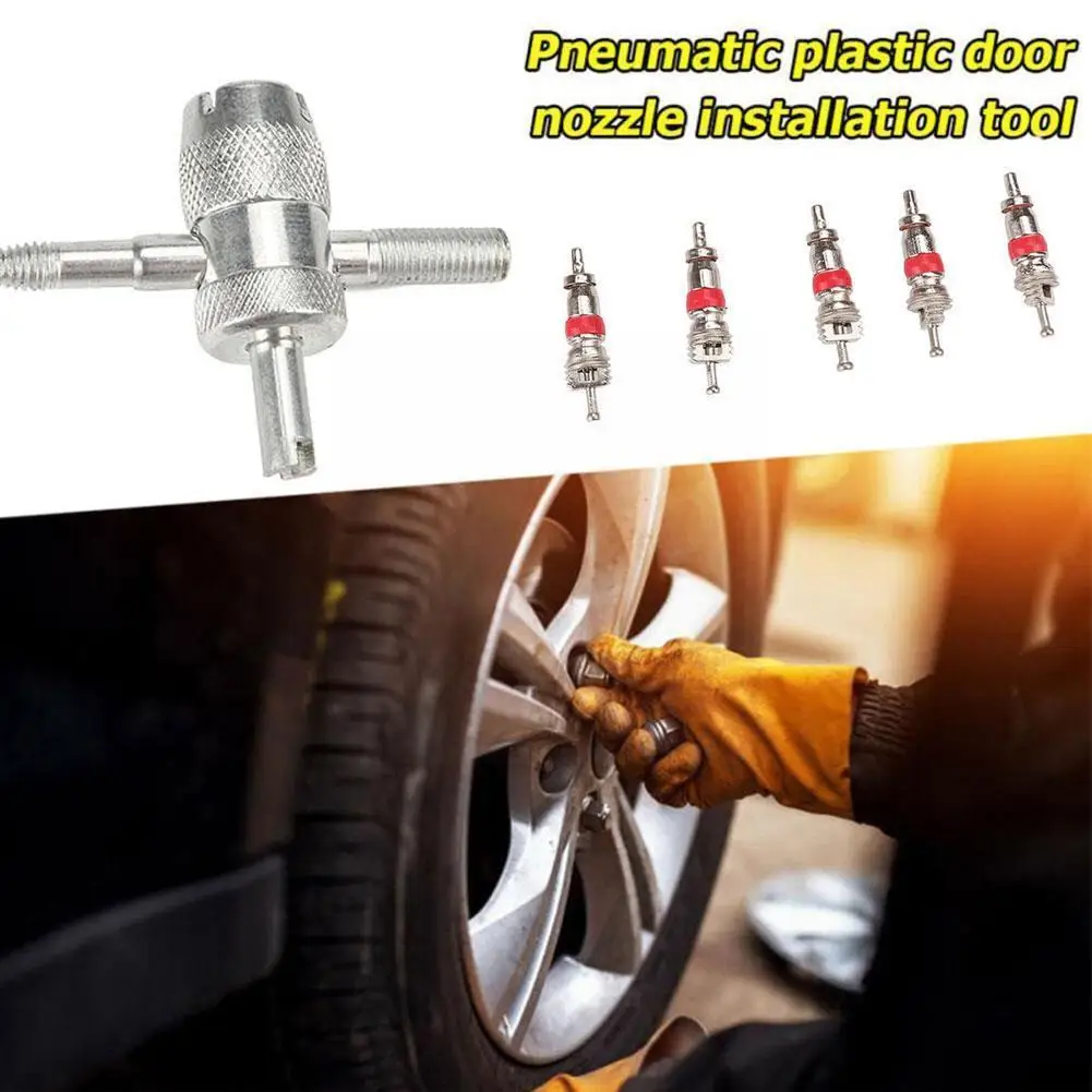 4-in-1 Tire Valve Stem Removal Tool Valve Stem Puller Tire Repair Tool Valve Core Removal Tool Tire Cleaning Tool For Car B N9F4