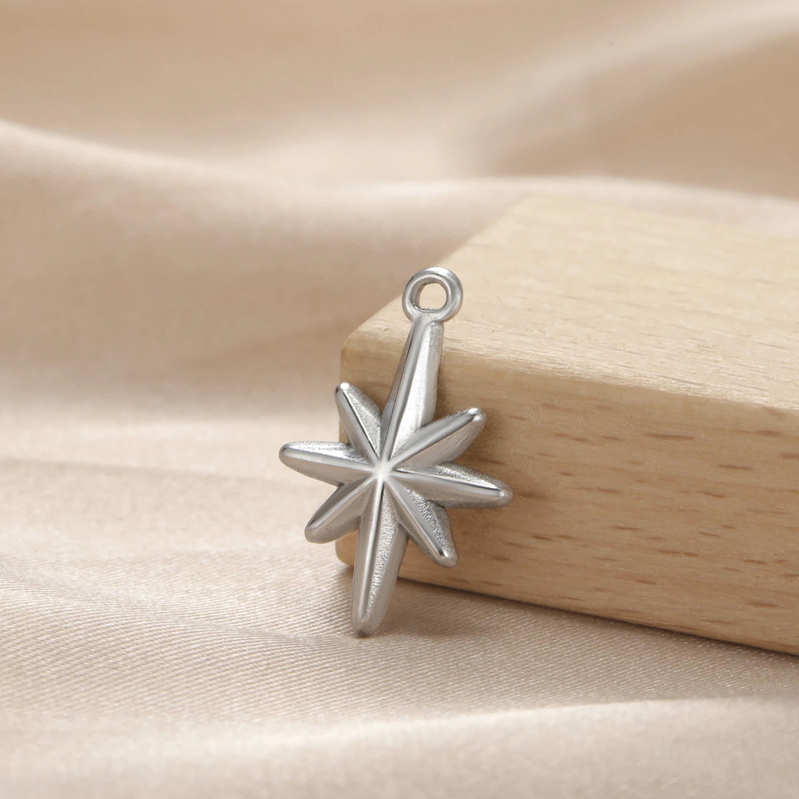 EUEAVAN 5pcs North Star Stainless Steel Pendant Charms Necklace Earrings Bracelet Jewelry Making Supplies DIY Crafts Wholesale