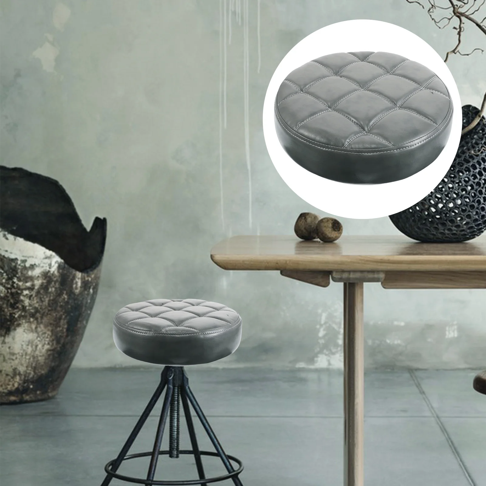 

Round Stool Cover Replacement Seat Cushion Padded Faux Foam Bar Stool Top Comfortable Home Office Swivel Chair Pad