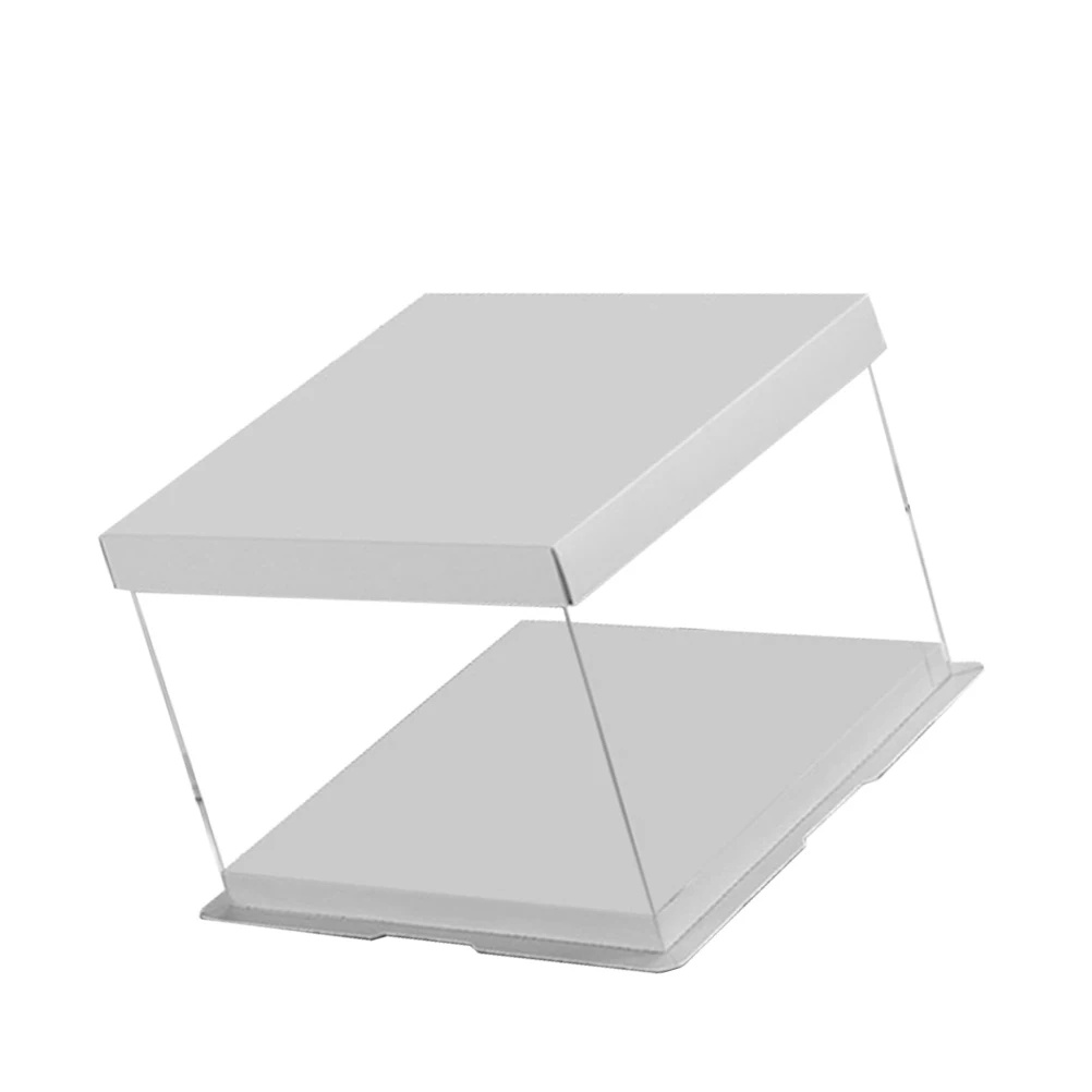 

Transparent Square Cake Box Plastic Cake Packaging Boxes Organizer for Home Dessert Shop - 10 inch (White)