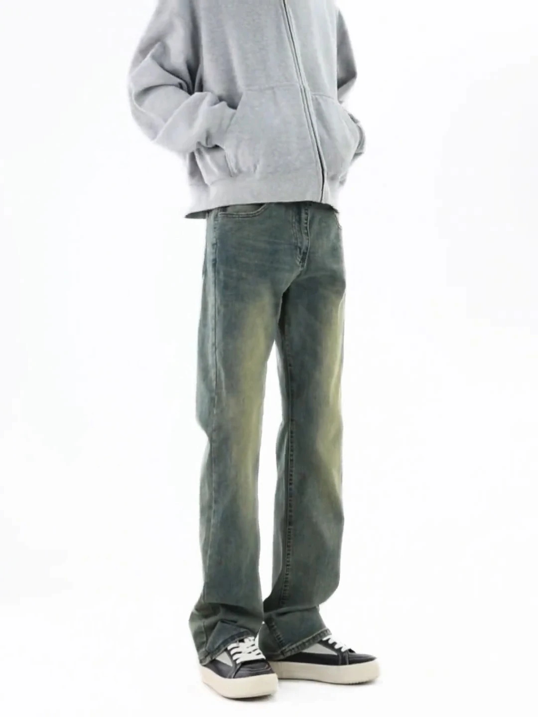 

Мужские джинсы в стиле ретро-американский винтаж, с высокой талией, утягивающие, на подкладке, эластичные, прямые, с легким расклешением, из хлопкового стрейч-денима