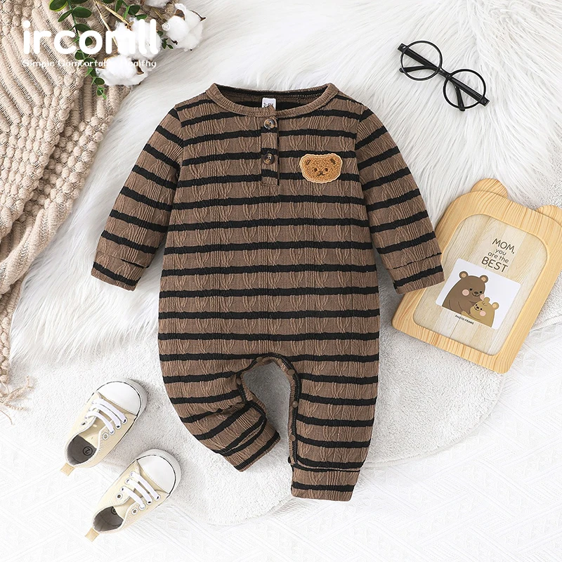 

Ircomll Spring Simple Classics Baby Boy Clothes Newborn Items Stripe O'neck Infant Romper Jumpsuit Things For Babies Loungewear