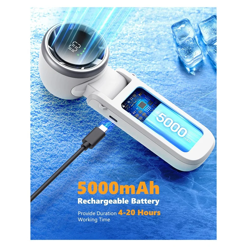 ABBK-Tragbarer Hand-Turboventilator, stufenloser, wiederaufladbarer persönlicher Handventilator mit 100 Gängen und 5000 mAh für Outdoor-/Indoor-Aktivitäten