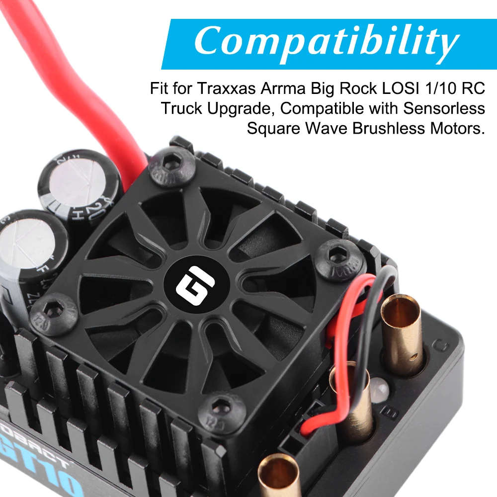 GLOBACT GT10 120A بدون فرش بدون مستشعر ESC مقاوم للماء مدمج بلوتوث وحدة تحكم إلكترونية في السرعة لـ Traxxas Arrma Big Rock