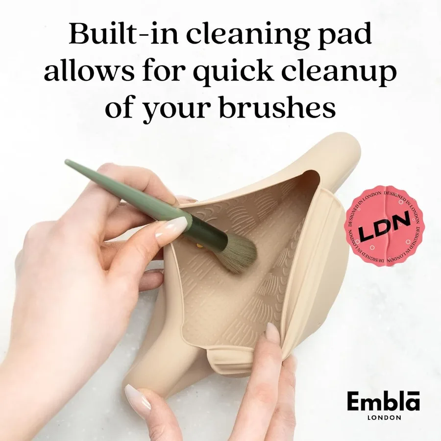 Emblaメイクブラシホルダー トラベルコスメティックケースポーチ ソフトシリコンコスメティックバッグ メイクアップブラシホルダー 安全なスナップ留め付き