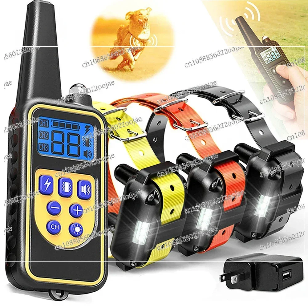 880m LCD Dog Training Collar Remote Control Pet Bark Stopper Dog Waterproof Electric Training Collars With Shock Vibration Sound