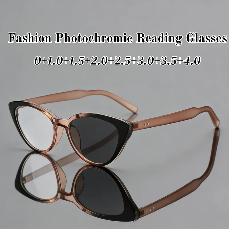 

Women's Vintage Cat Eye Photochromic Glasses Men Fashionable Outdoor Anti-UV Presbyopia Trendy Retro HD Far Sight Eyeglasses