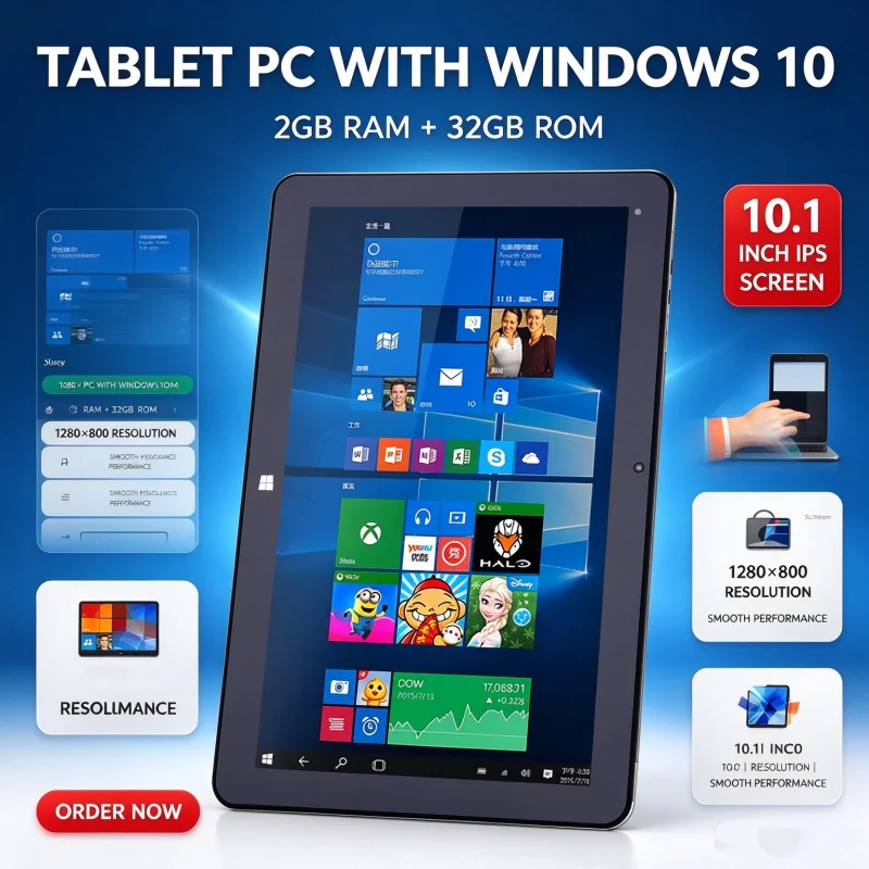 10.1인치, 2GB RAM, 32GB ROM, DS232, 윈도우 10 탑재 태블릿 PC, 1280*800 IPS 화면, Wi-Fi 지원, 듀얼 코어, 듀얼 카메라