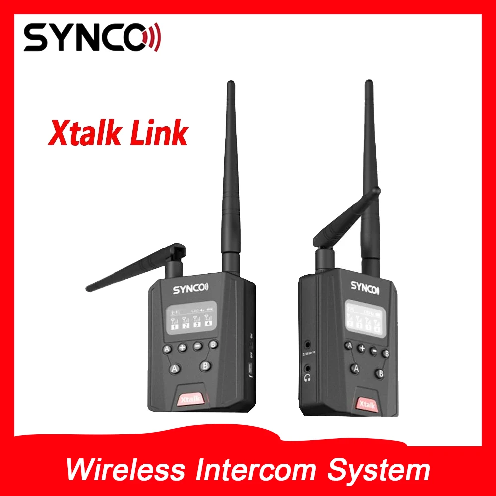 SYNCO Xtalk Link Wireless Intercom System Stable Calling Distance Up To 700 Meters A/B Dual Channel Multiple People Intercom Mic