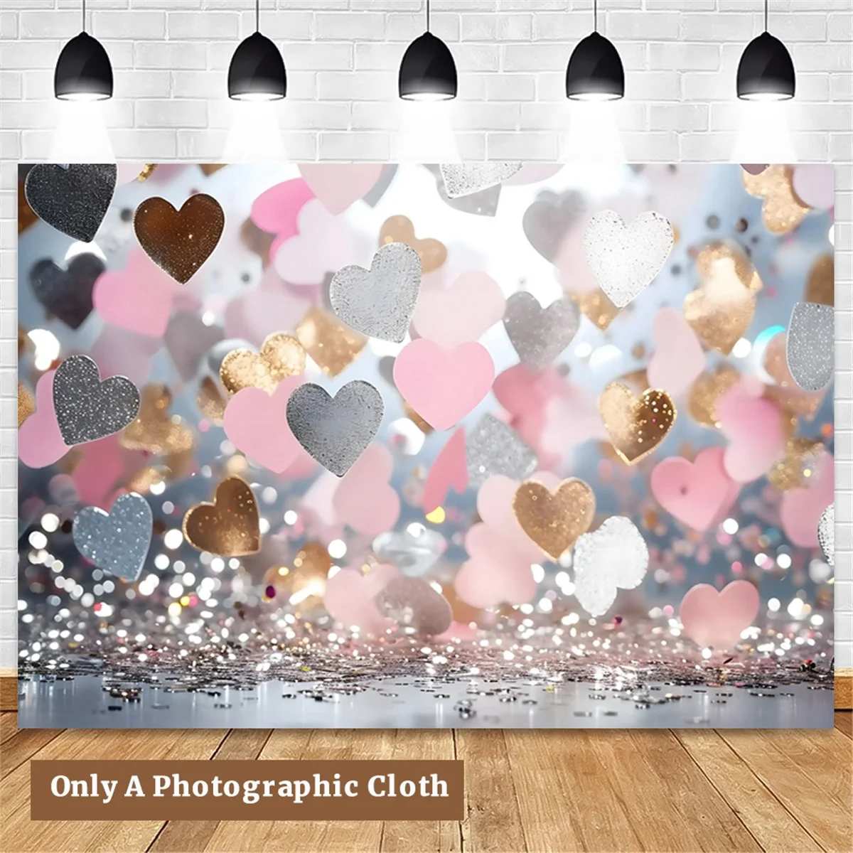 210X150cm European and American Party Backdrops Fashion Balloon Rose Pink Heart Banner Photography Backdrops,H