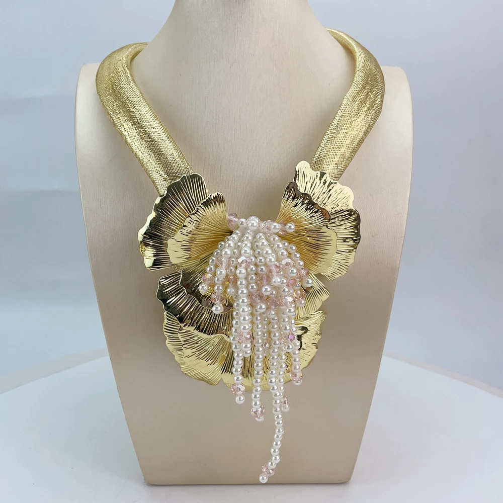 طقم مجوهرات إيما برازيلي مطلي بالذهب مكون من 4 قطع للنساء على شكل أوراق شجر أفريقية وأقراط وسوار وخاتم وهدايا حفلات الزفاف #3