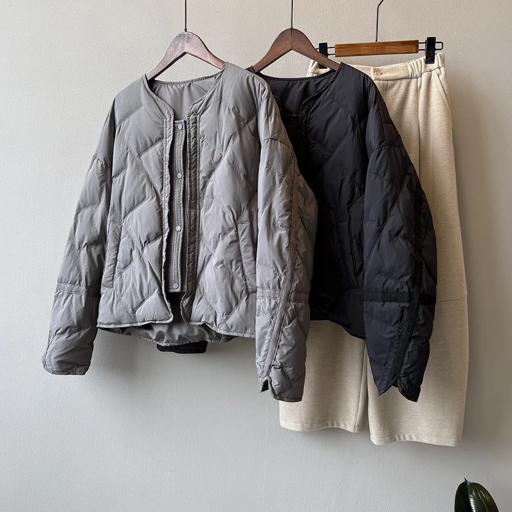 2025 Women Winter Coat Long Sleeve 90 White Duck Down Coat O-Neck Warm Jacket Women Tops Light Down Jacket Coat Casaco Feminino