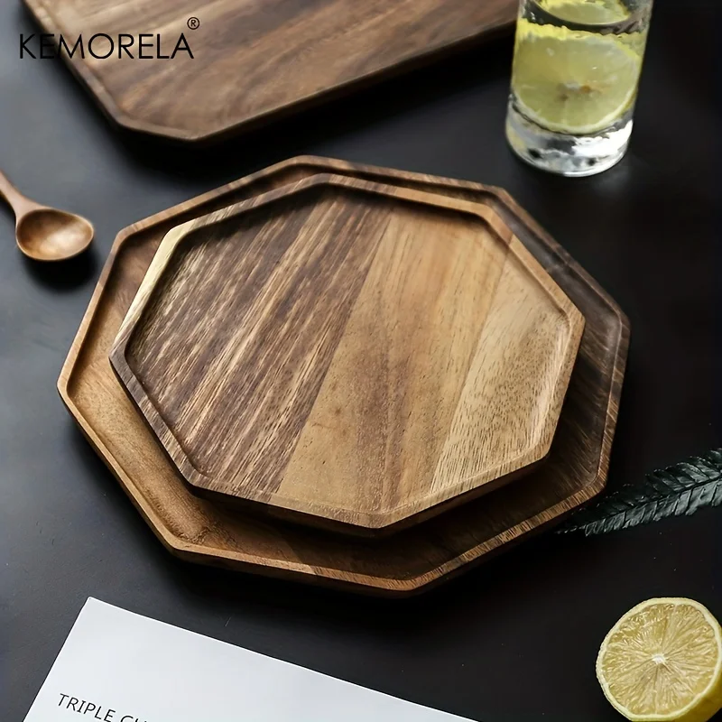 KEMORELA Acacia Wood Serving Plate – Rectangular Octagonal Design 3