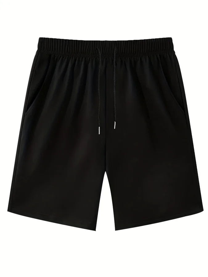 

Men's Plus Size Knit Shorts - Elastic Drawstring Waist Casual Summer Shorts, Breathable Lightweight