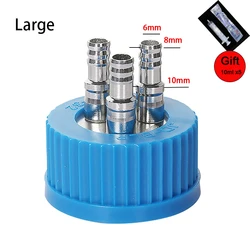 GL45 Refill Bottle Cap 1-4 Holes Stainless Steel Refill Bottle Cap Single Pass Four Pass  Reactor Fermenter Reagent Bottle