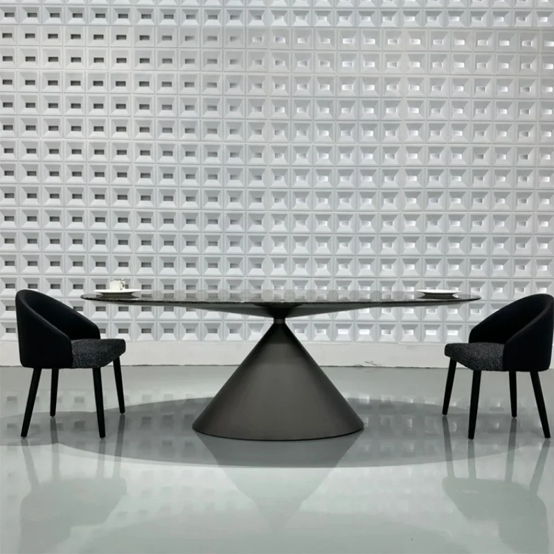 Minimalist White Dining Tables Japanese Organizer Oval Modern Dining Room Table Sintered Stone Mesa Jantar Furniture Home